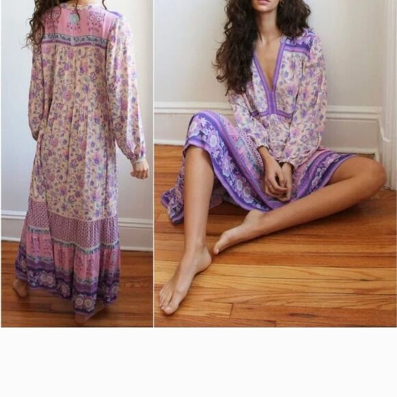 SPELL Portobello Road Floral Purple and Pink Maxi Dress Sixe Xs